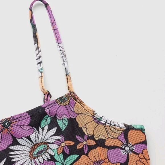 Floral Print Lettuce Trim Cami Dress NWOT - Picture 4 of 5